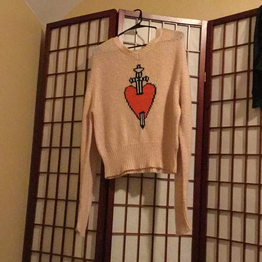 Wildfox knit oversized sweater dagger heart  sm